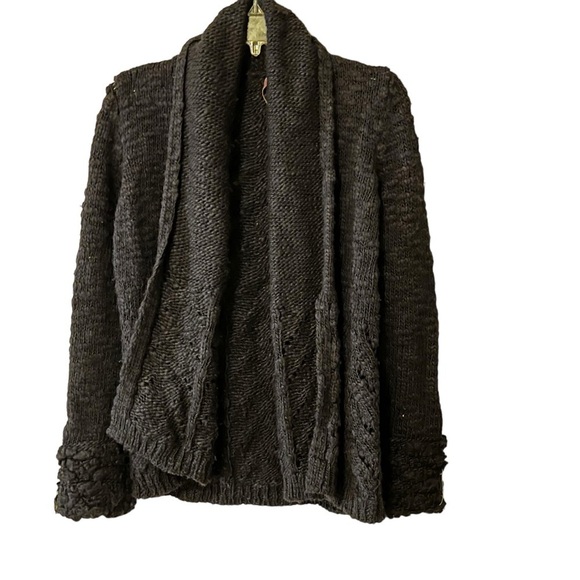 Calypso St Barth Wool & Silk Chunky Knit Blend Open Front Cardigan Sweater Black - Picture 1 of 12